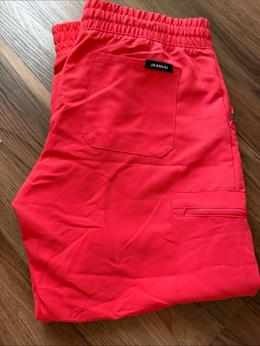 Jaanuu Coral-Red Cargo Scrub Pants PM
